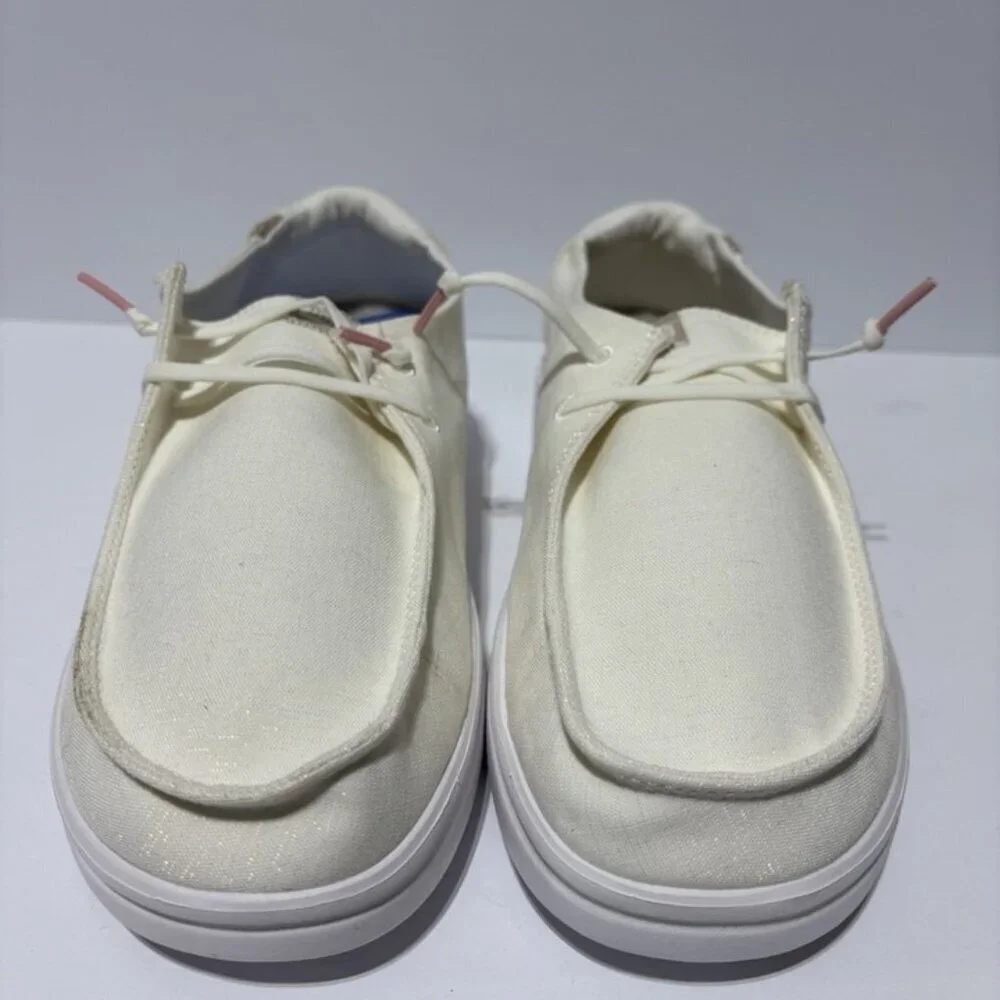Hey Dude Women’s Wendy Rise, Spark White Casual Slip-On Shoes, Size 9 M